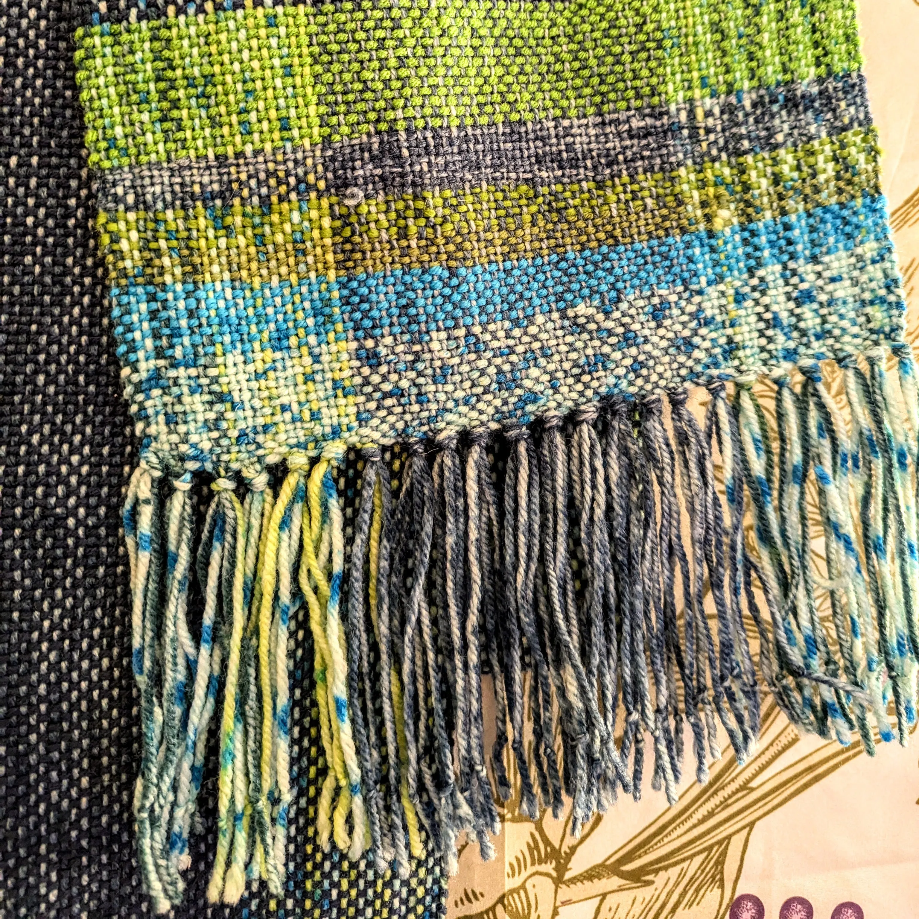 Lime and Navy Hypoallergenic Handwoven Scarf