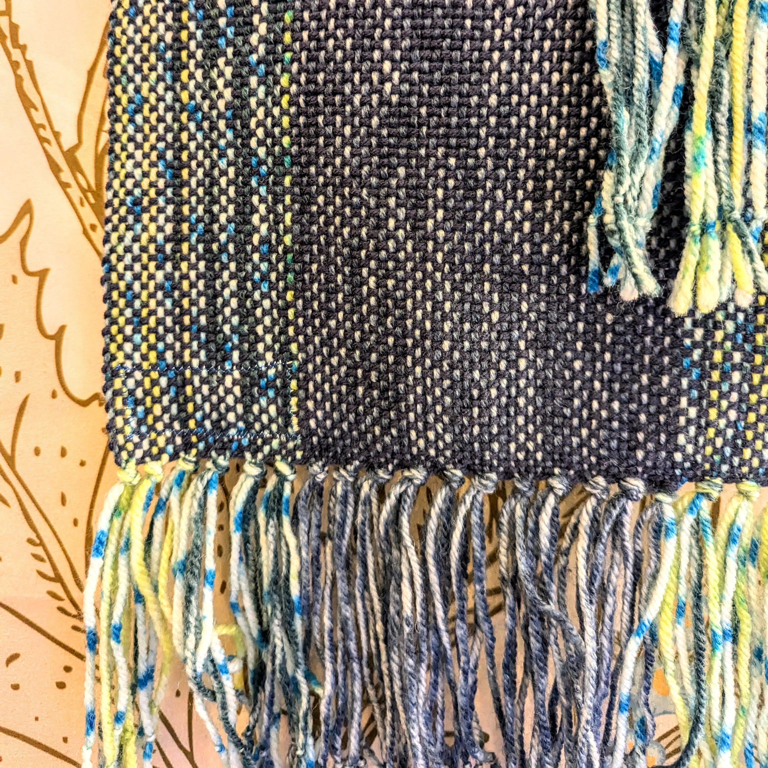 Lime and Navy Hypoallergenic Handwoven Scarf