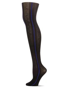 Linear Fashion Cascading Vine Opaque Tights