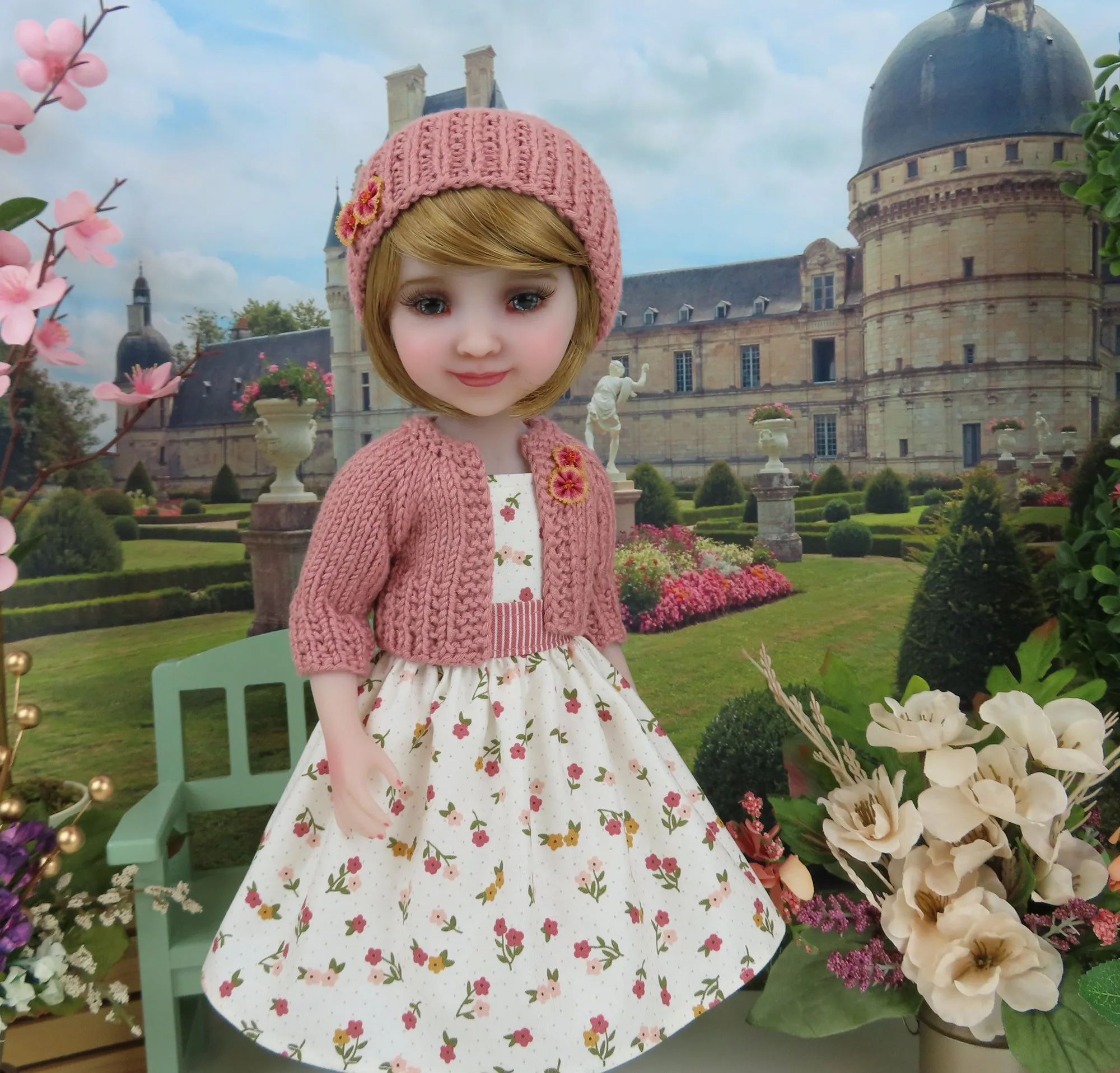 Little Posies - dress and sweater set with shoes for Ruby Red Fashion Friends doll
