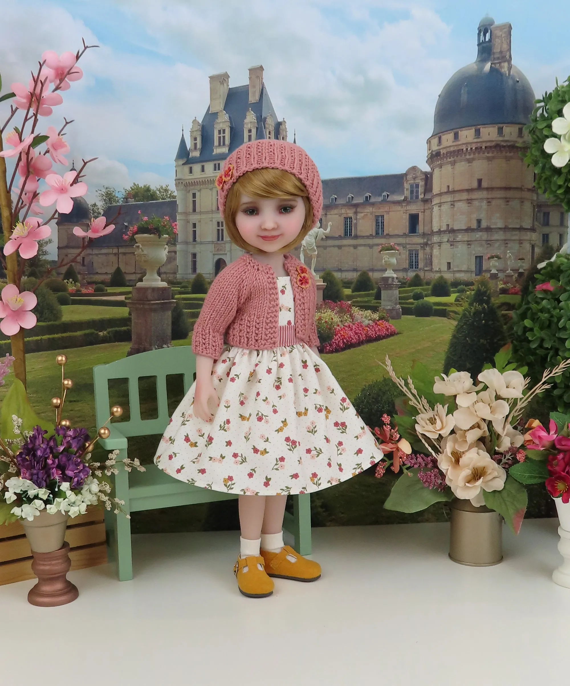 Little Posies - dress and sweater set with shoes for Ruby Red Fashion Friends doll
