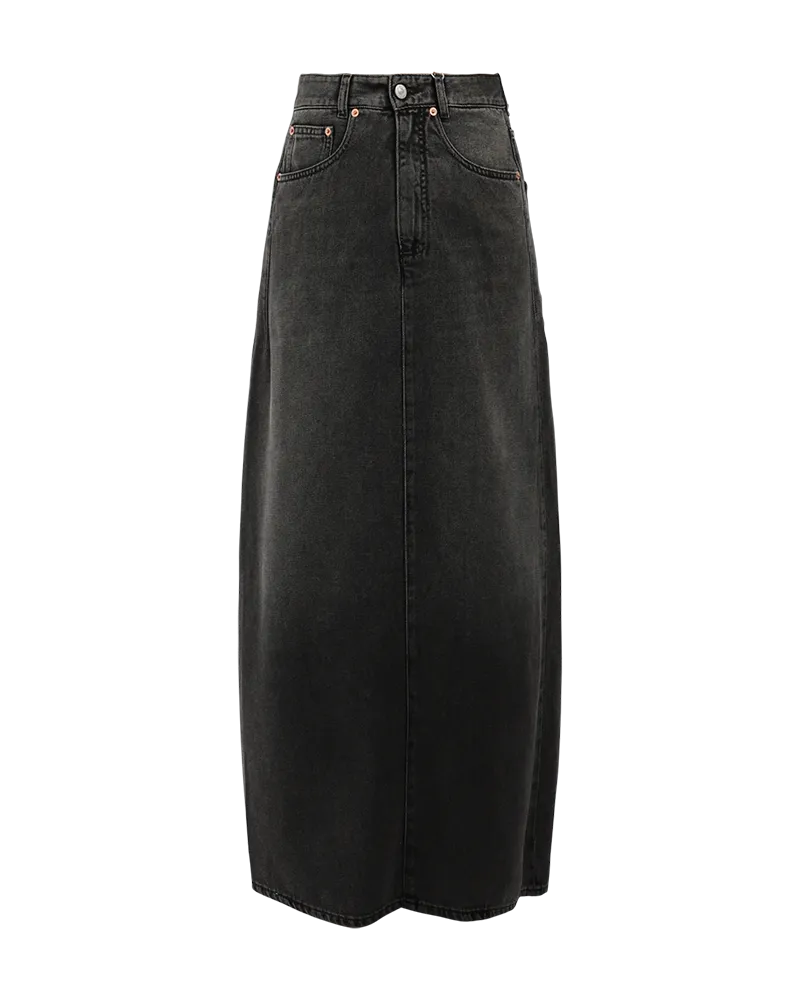 Maxi Wrap Tie Denim Skirt