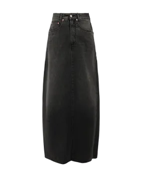 Maxi Wrap Tie Denim Skirt