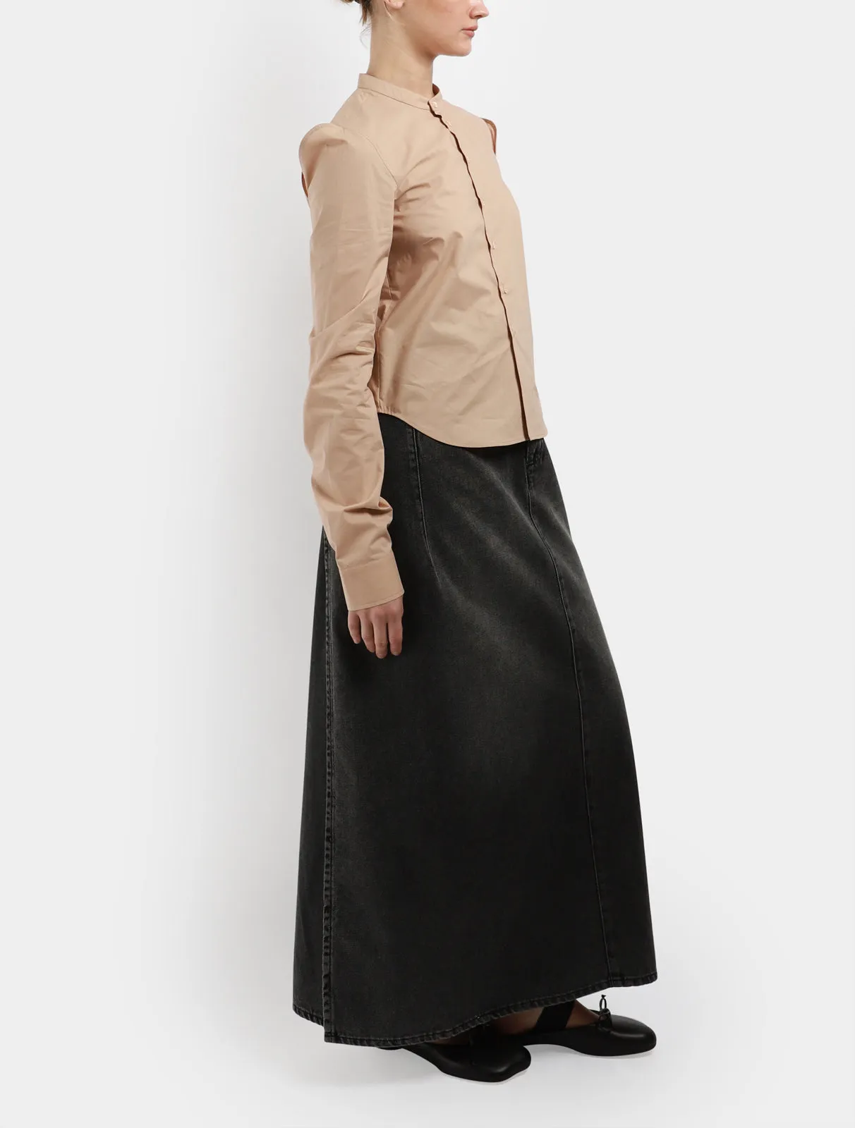 Maxi Wrap Tie Denim Skirt