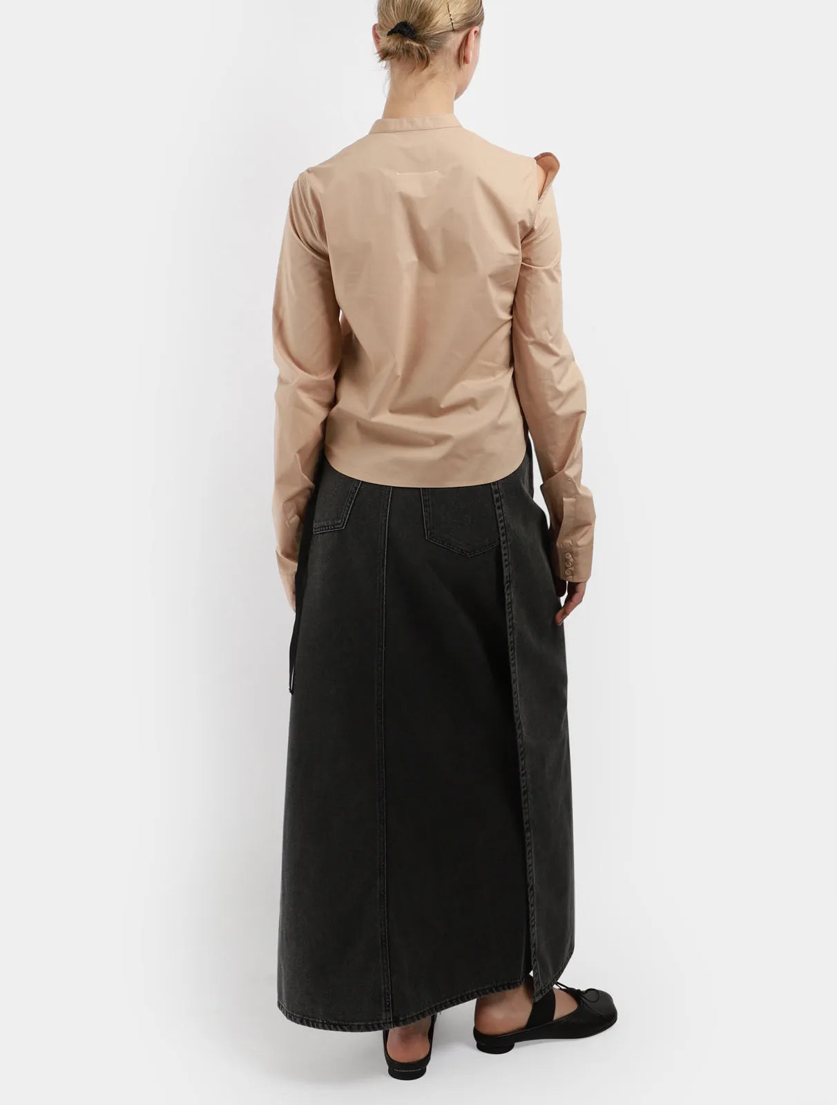 Maxi Wrap Tie Denim Skirt