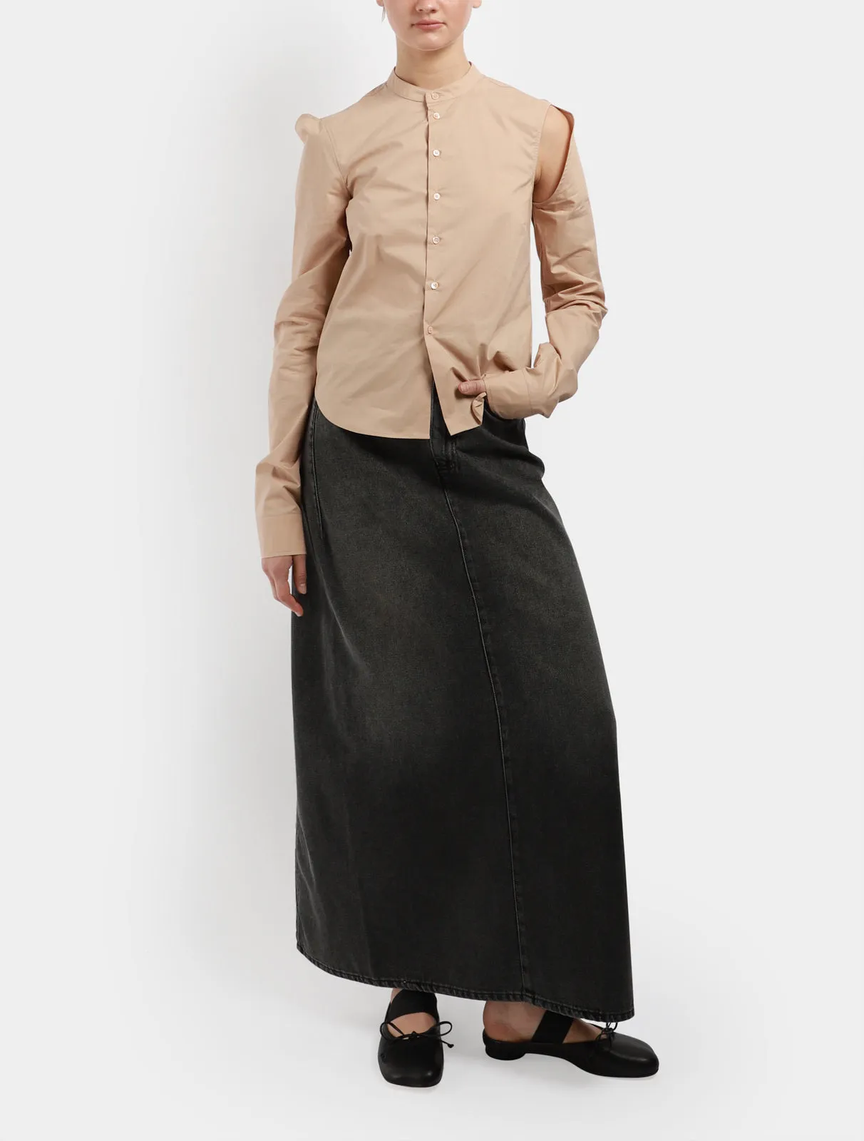 Maxi Wrap Tie Denim Skirt