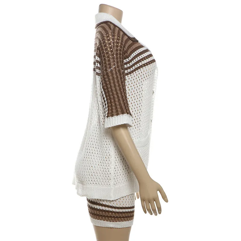 MB FASHION Knit Cardigan and High Waist Shorts Set 3071 LY