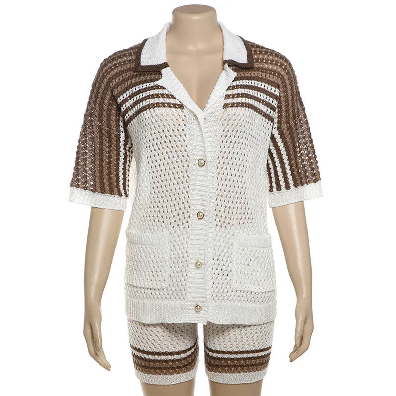MB FASHION Knit Cardigan and High Waist Shorts Set 3071 LY
