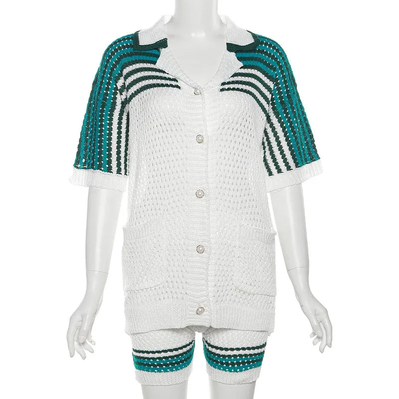 MB FASHION Knit Cardigan and High Waist Shorts Set 3071 LY