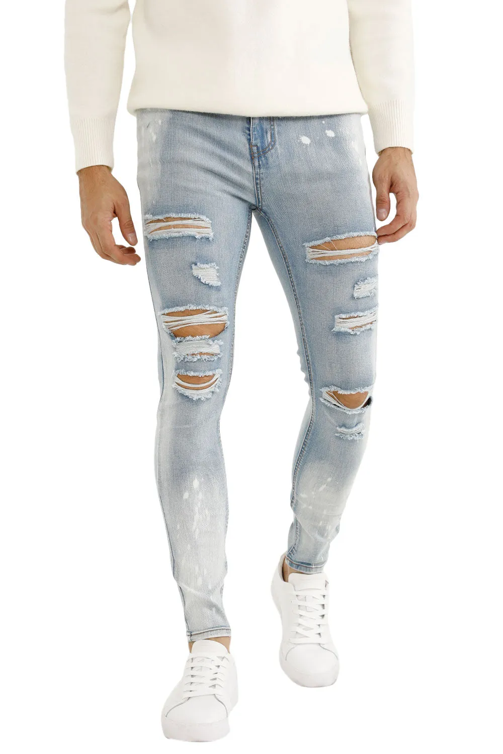Men's Light Blue Stretch Jean - Ripped