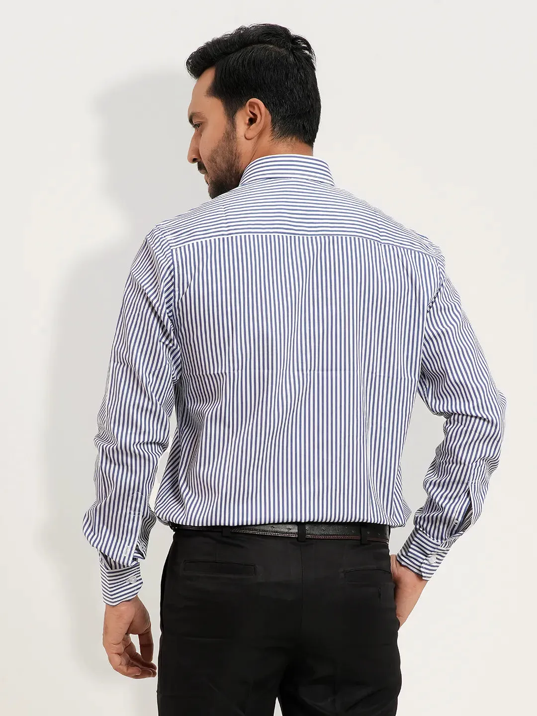 Men's Navy Striped Formal Shirt