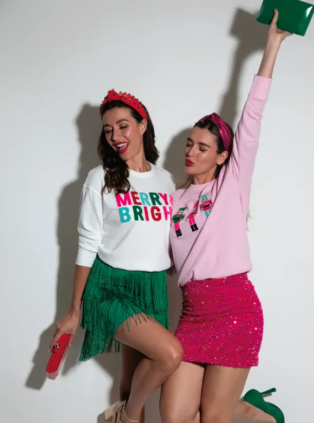 Merry & Bright Graphic Sweatshirt, White
