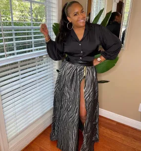 Metallic Zebra Print Skirt