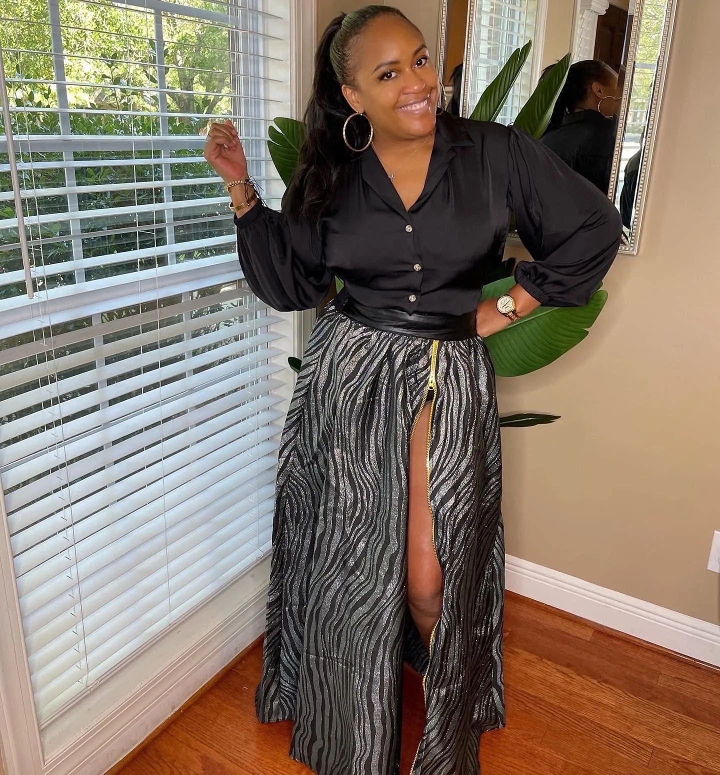 Metallic Zebra Print Skirt
