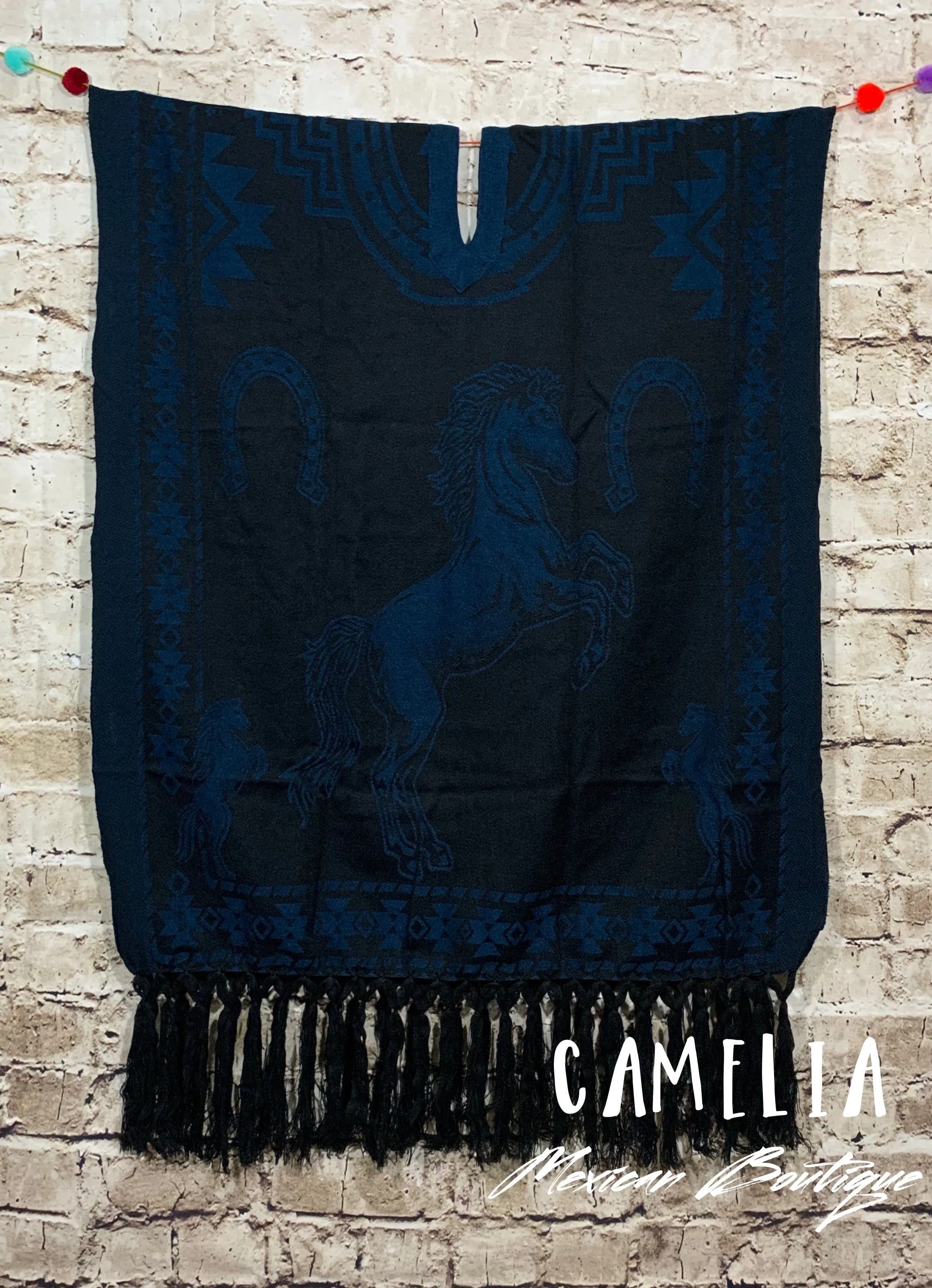 Mexican Poncho with Horse