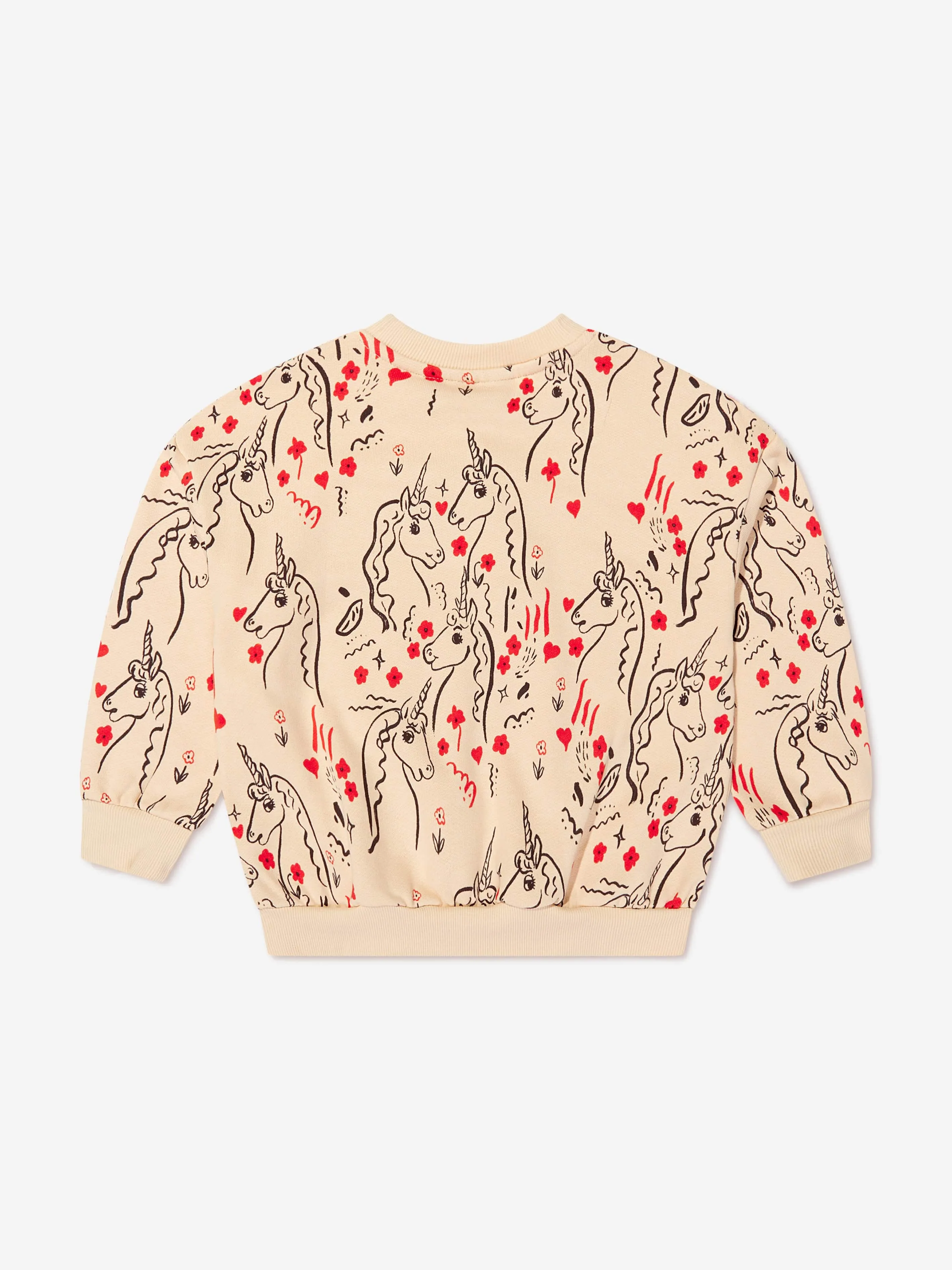 Mini Rodini Girls Organic Cotton Unicorns Sweatshirt in Yellow