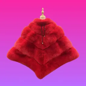 Miss Delta Fierce  - Fox Fur Large Poncho
