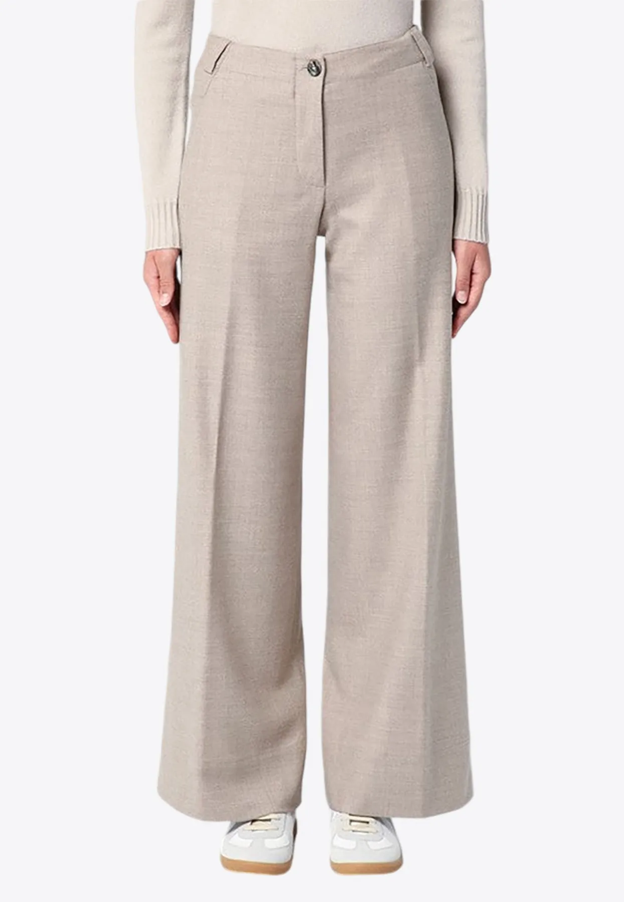 Mélange Wool Tailored Pants