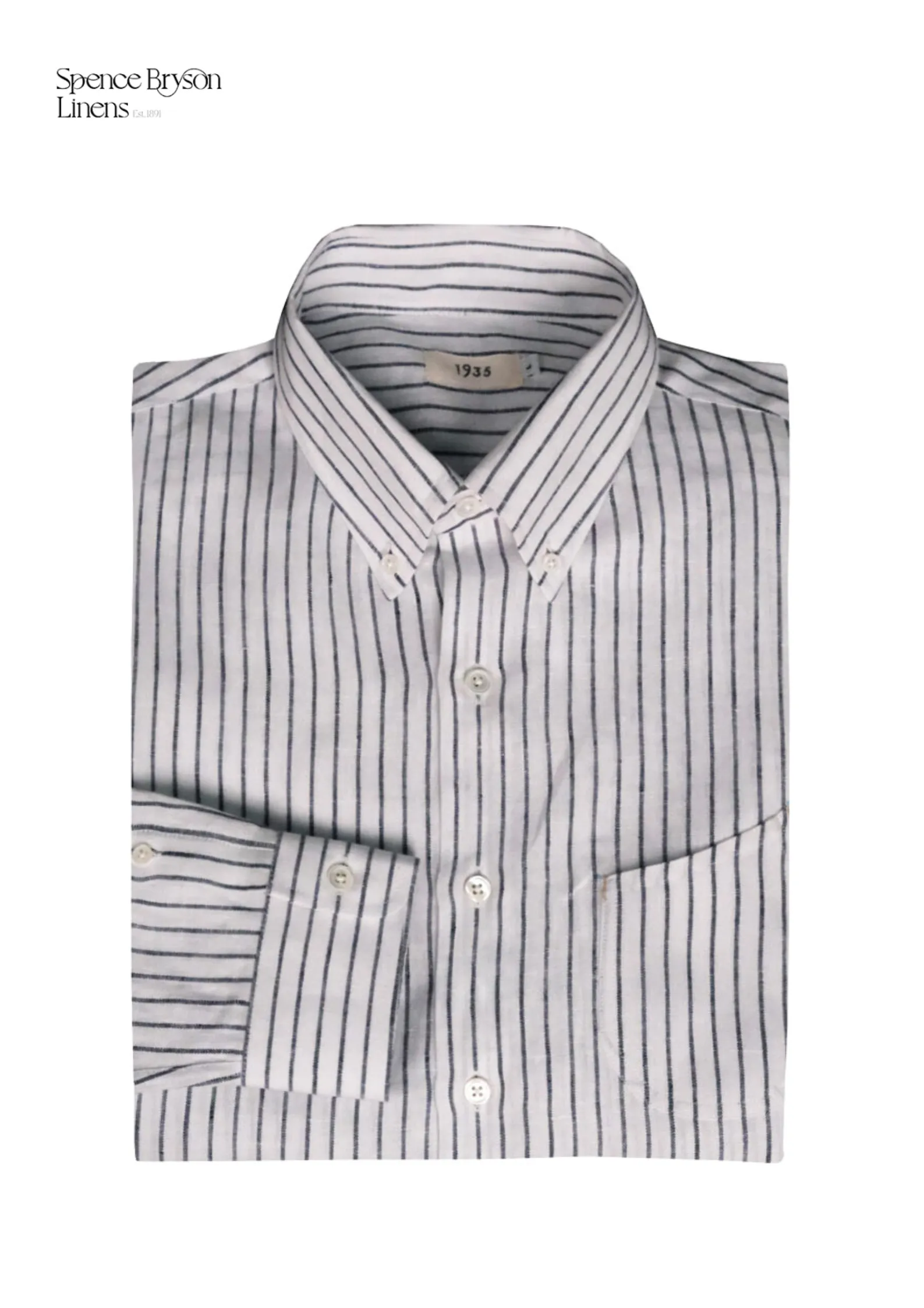 Navy Stripe Linen Button-down Shirt