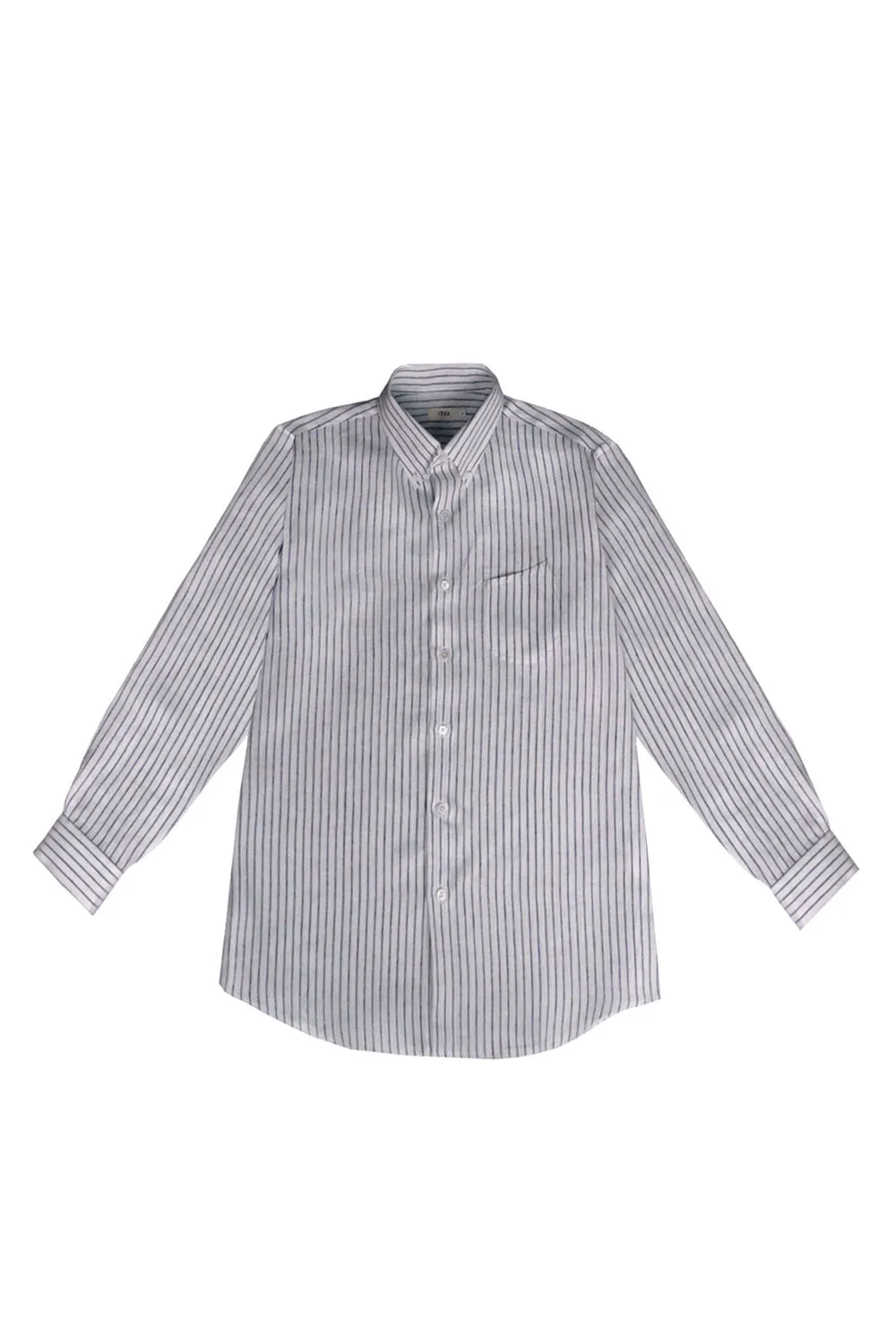 Navy Stripe Linen Button-down Shirt