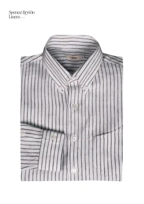 Navy Stripe Linen Button-down Shirt