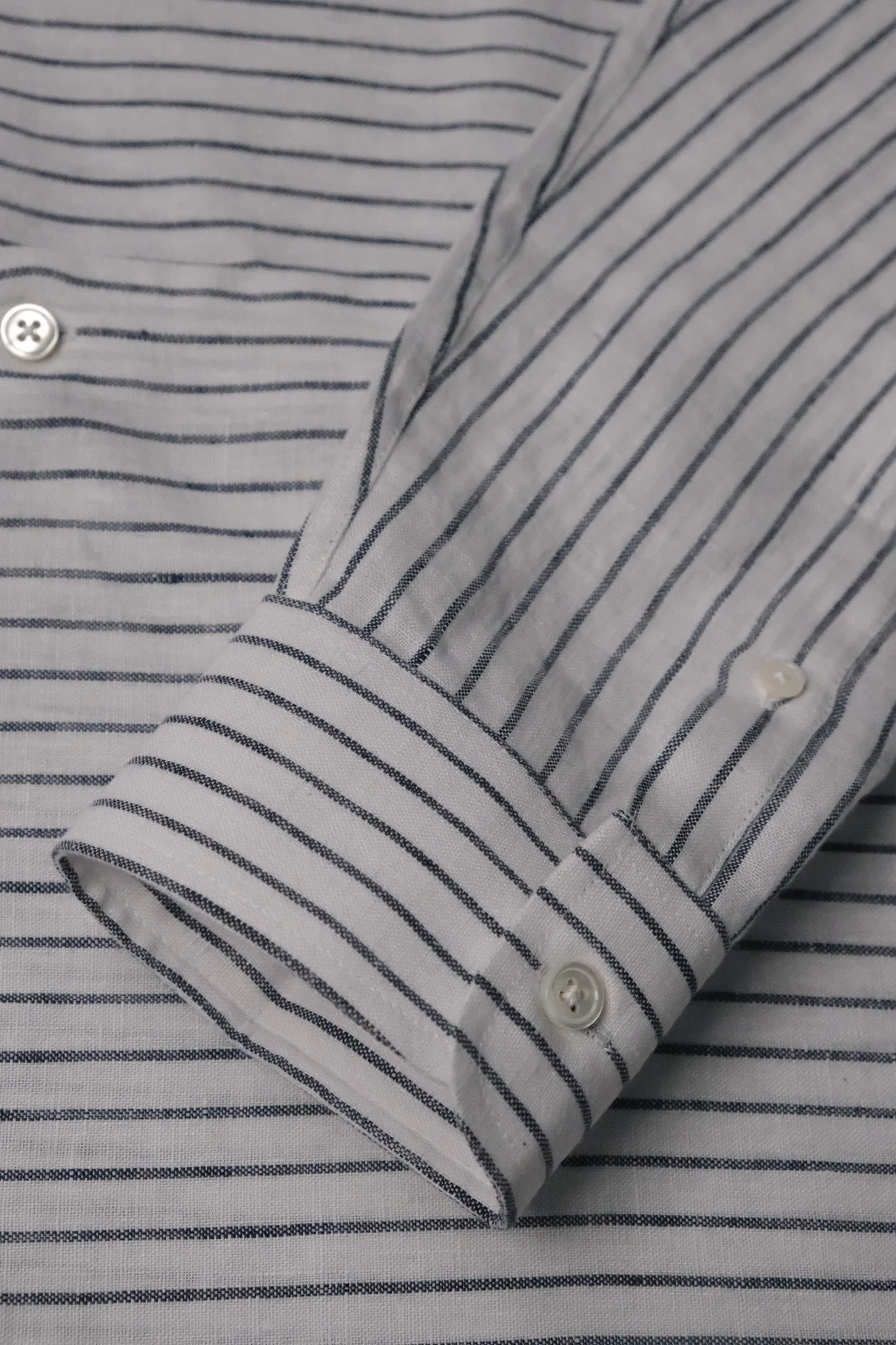 Navy Stripe Linen Button-down Shirt