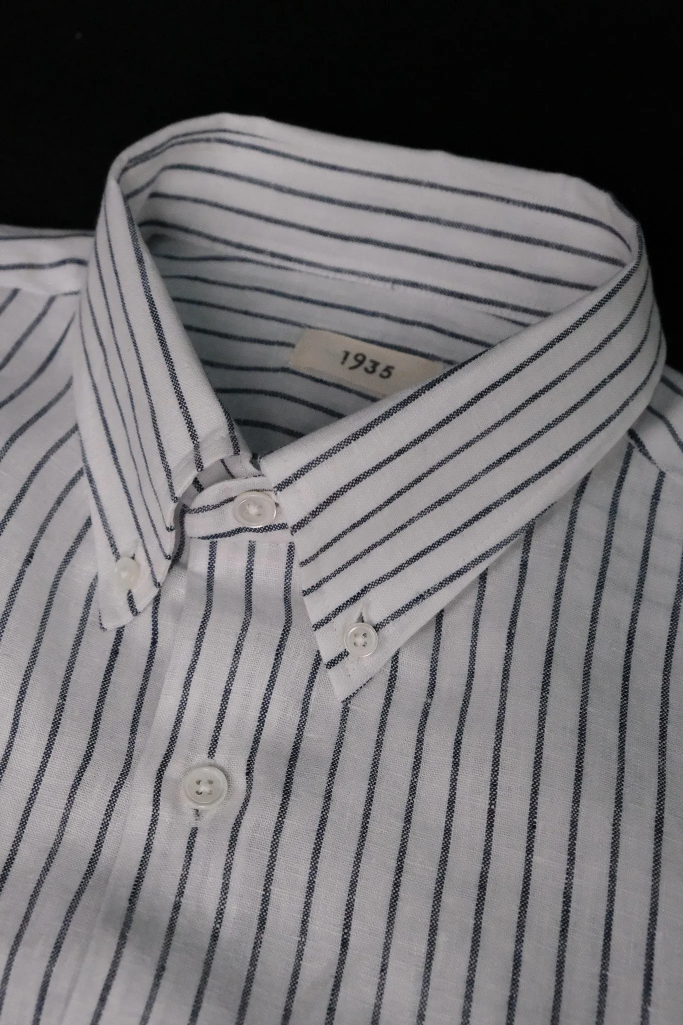 Navy Stripe Linen Button-down Shirt