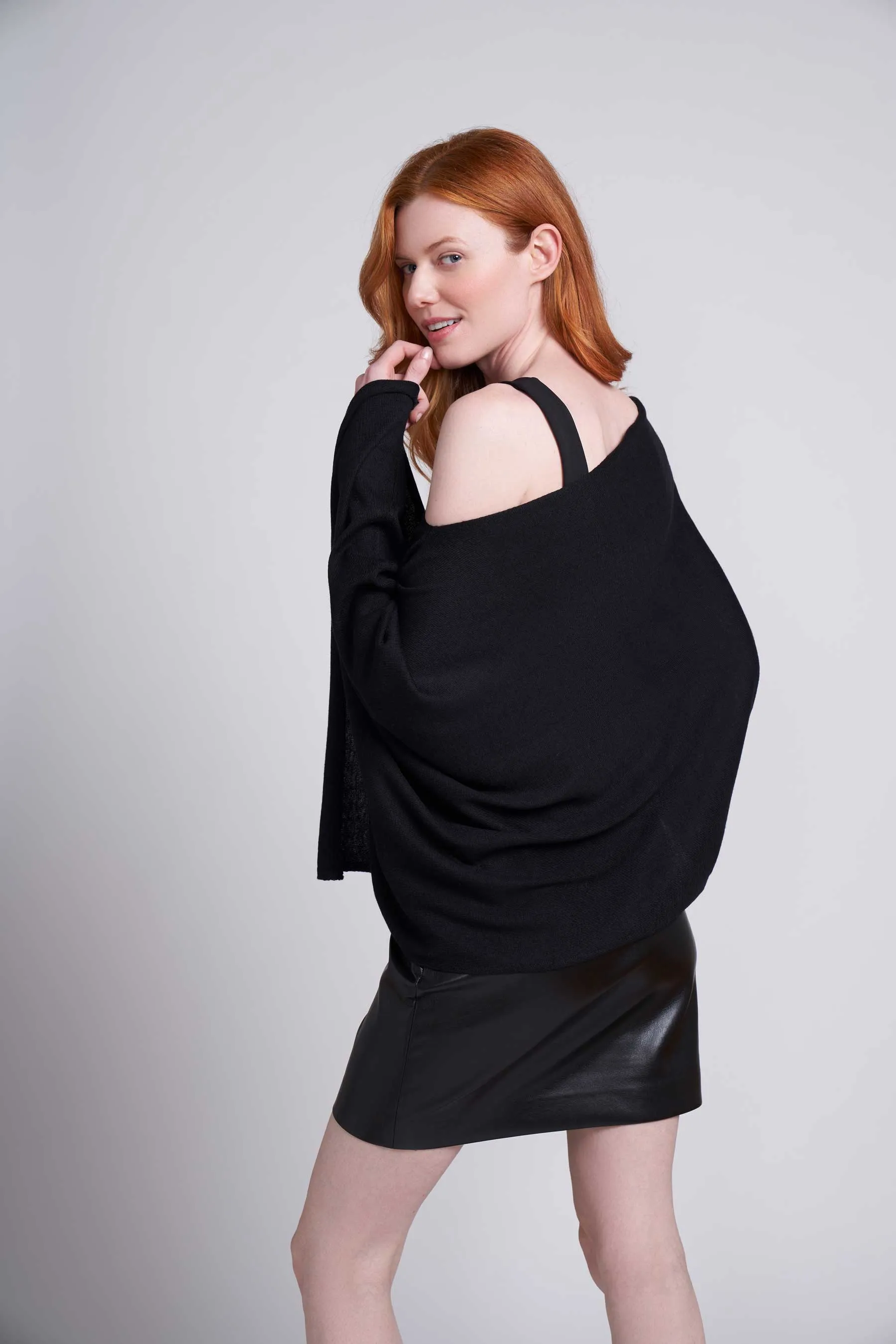 Noir Eva Lightweight Knit Poncho