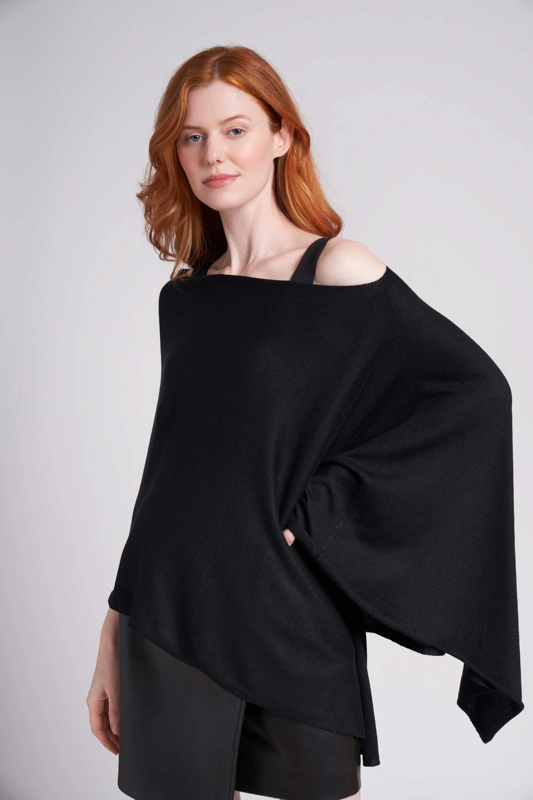 Noir Eva Lightweight Knit Poncho