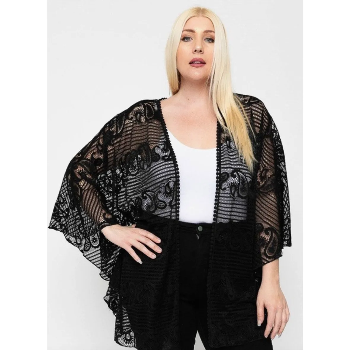 Paisley Lace Curvy Cardigan