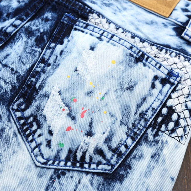 Patchwork Vintage Cotton Ripped Jeans