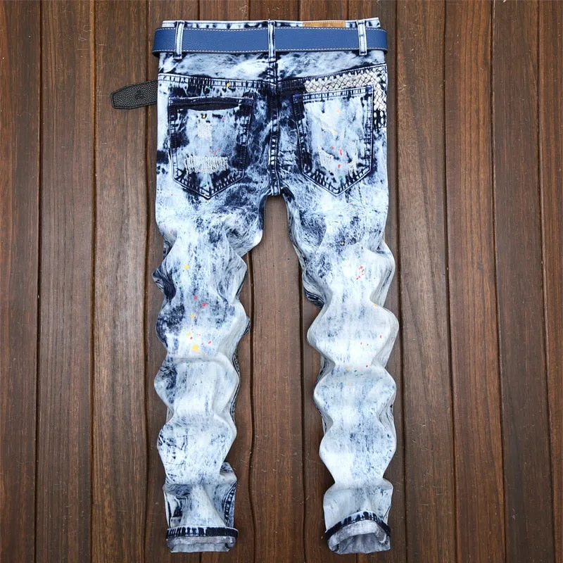 Patchwork Vintage Cotton Ripped Jeans