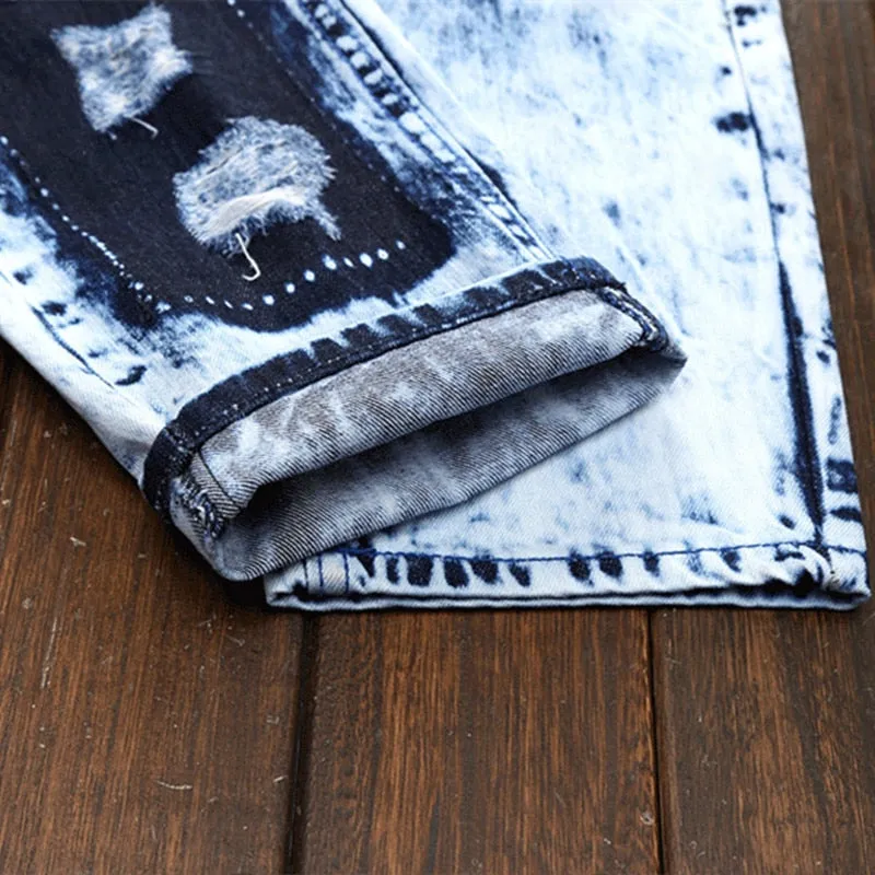 Patchwork Vintage Cotton Ripped Jeans