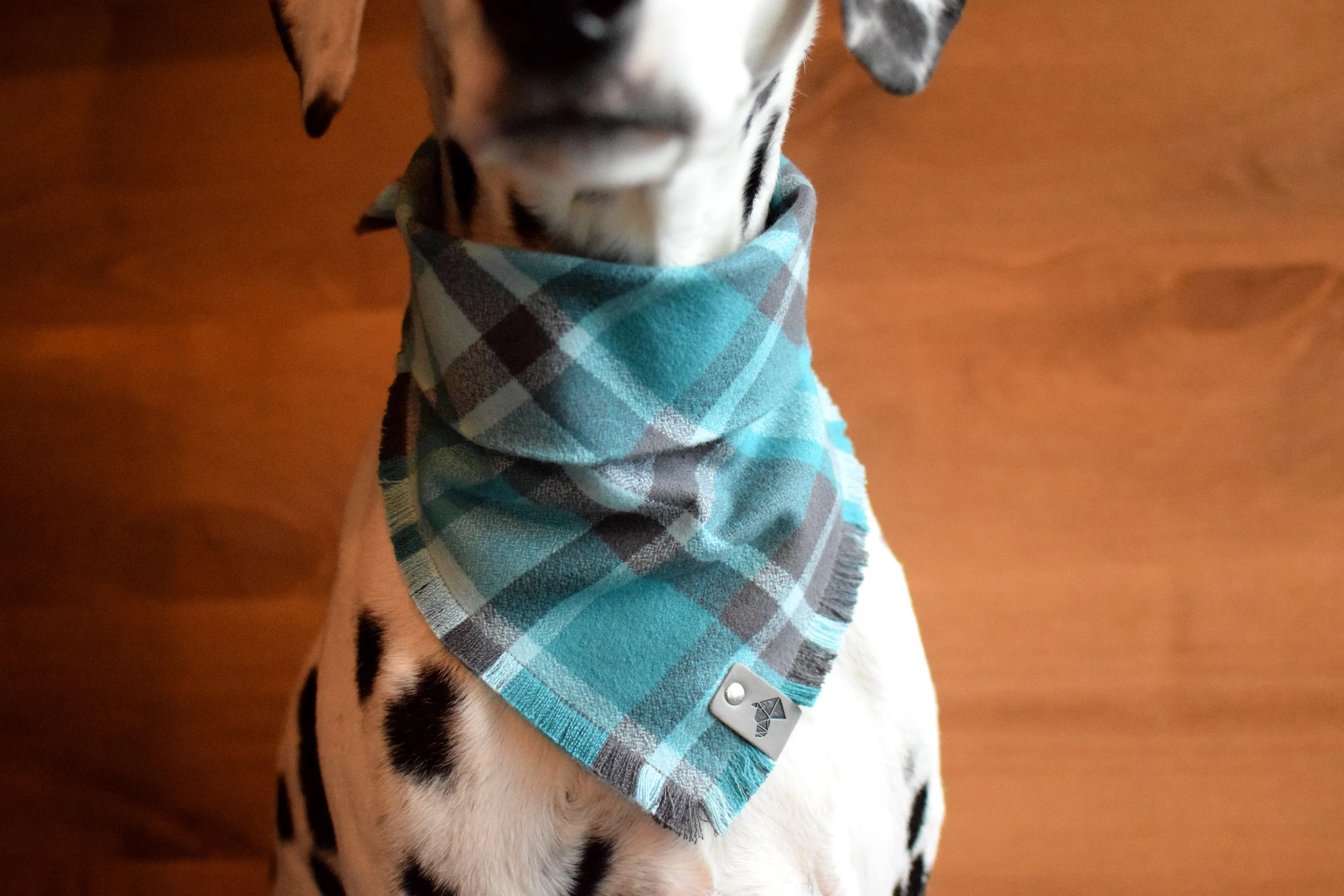 PEYTO Fringed Flannel Dog Bandana - Snap/Tie On Cotton Scarf