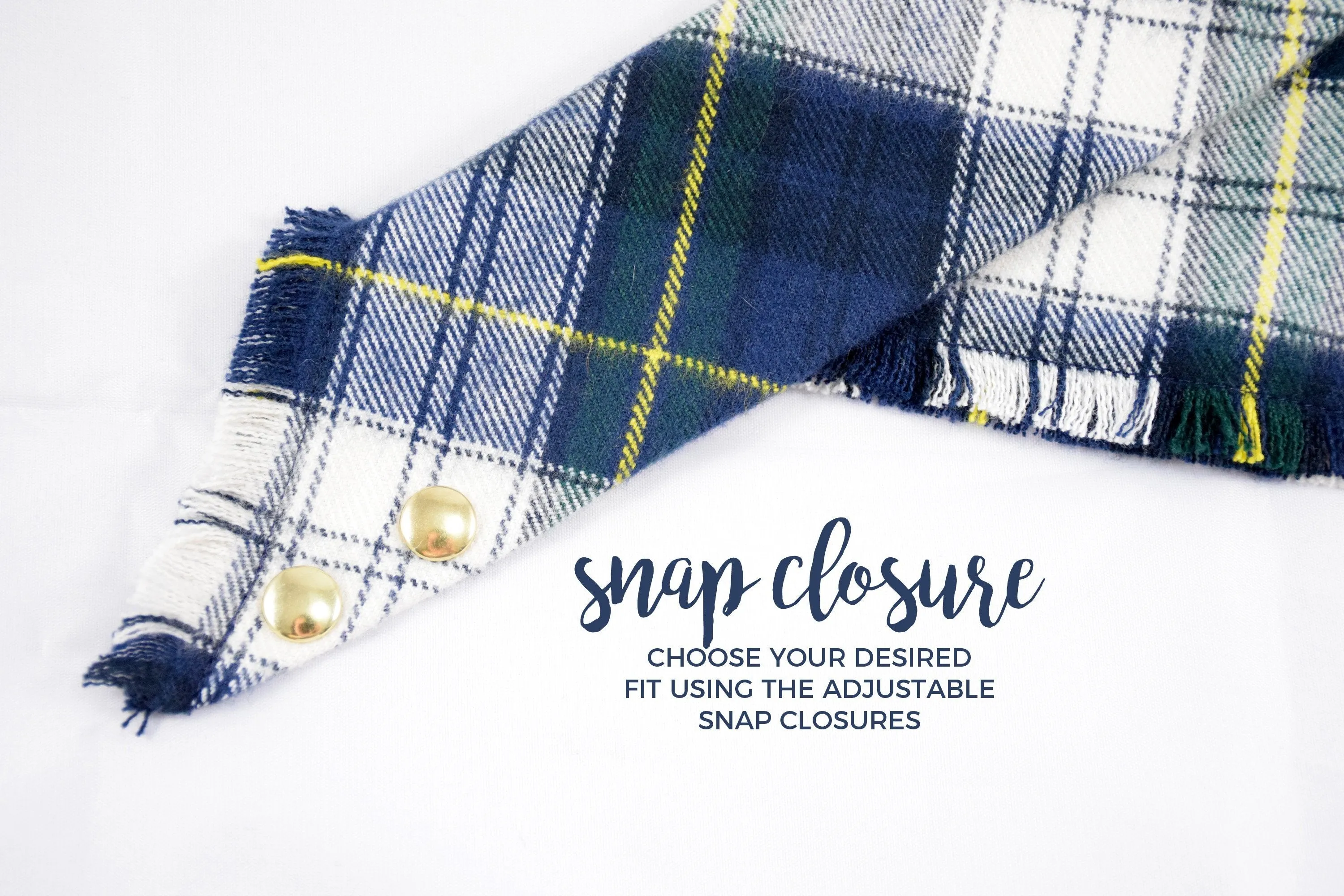 PEYTO Fringed Flannel Dog Bandana - Snap/Tie On Cotton Scarf