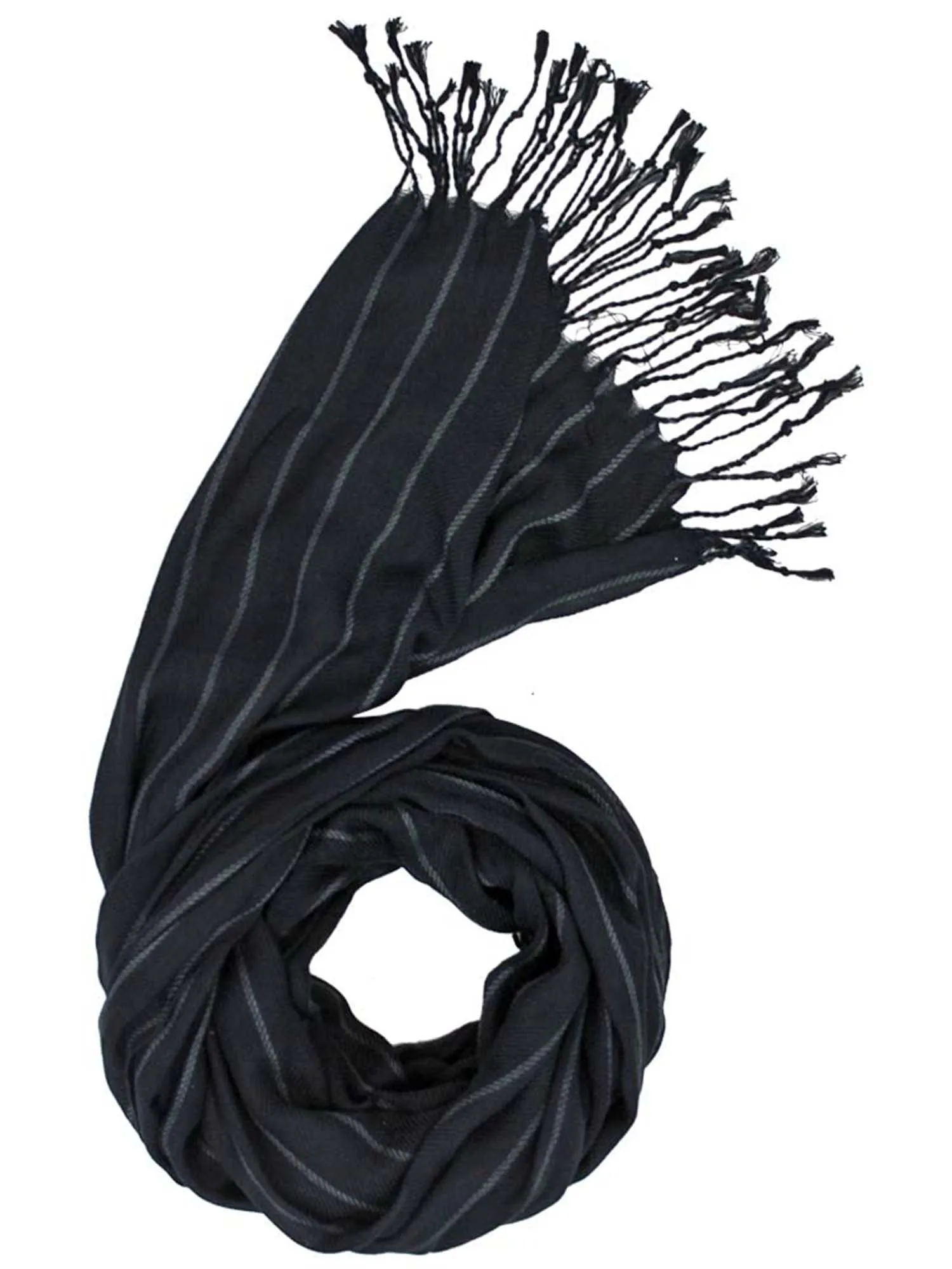 Pinstripe Unisex Scarf Wrap With Fringe