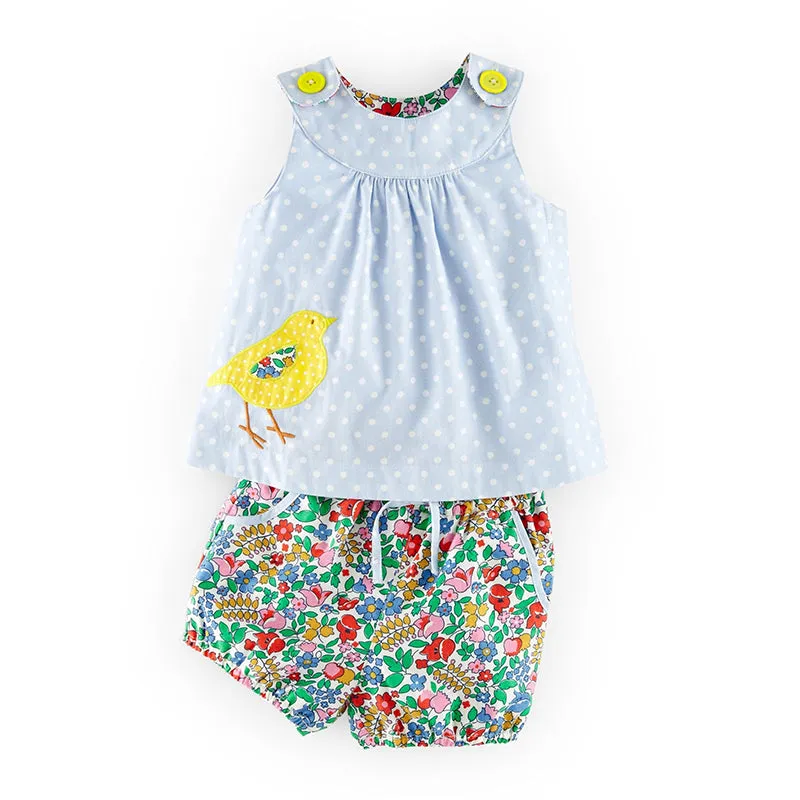 Polka-dot Top & Floral Shorts Set, Size 18M-6Yrs