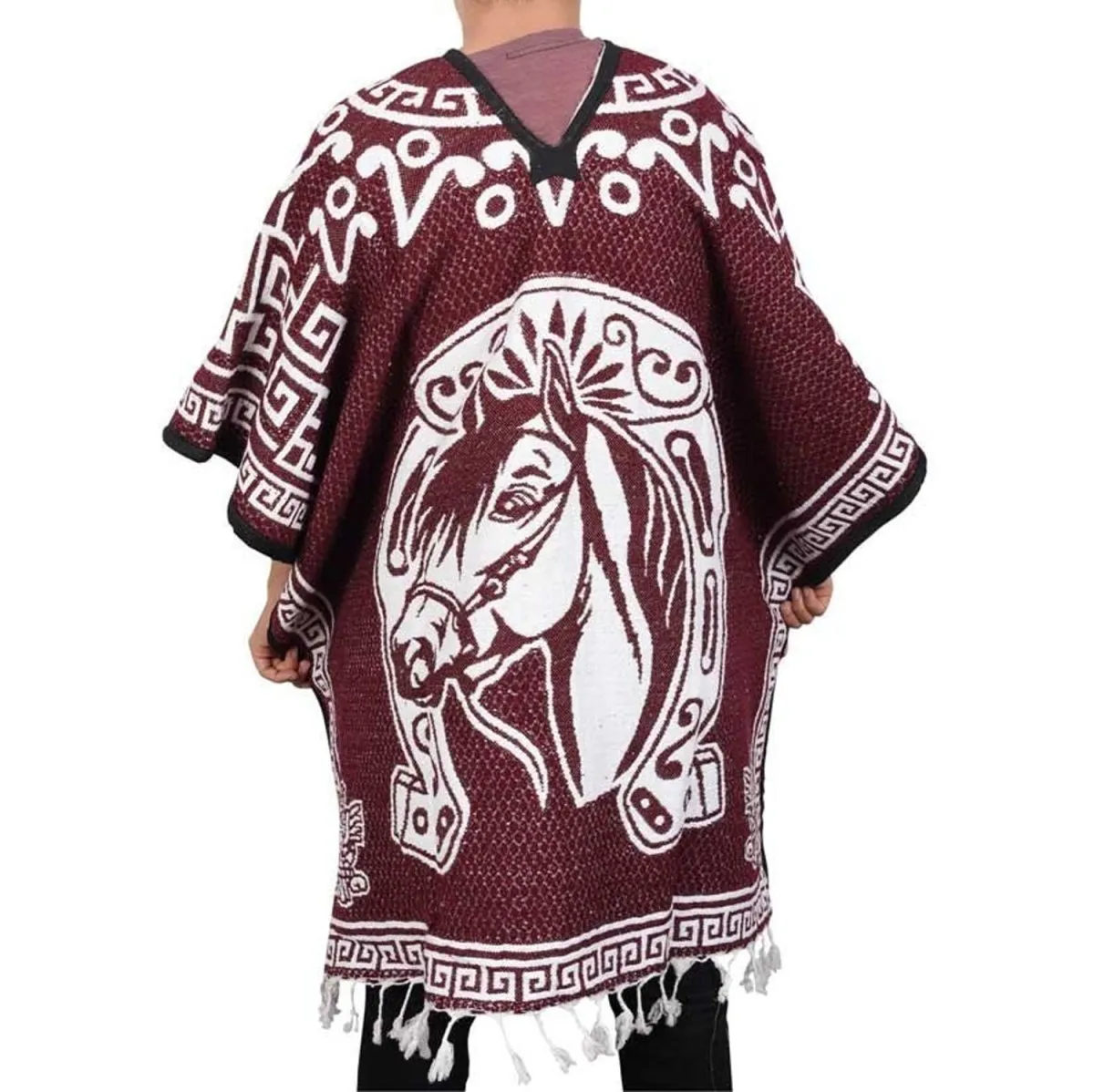 Poncho de Caballos Bordado Doble Vista Artesanal imp-73126