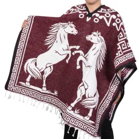 Poncho de Caballos Bordado Doble Vista Artesanal imp-73126