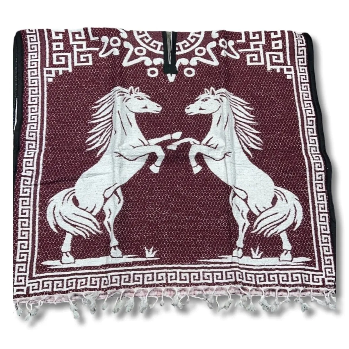 Poncho de Caballos Bordado Doble Vista Artesanal imp-73126