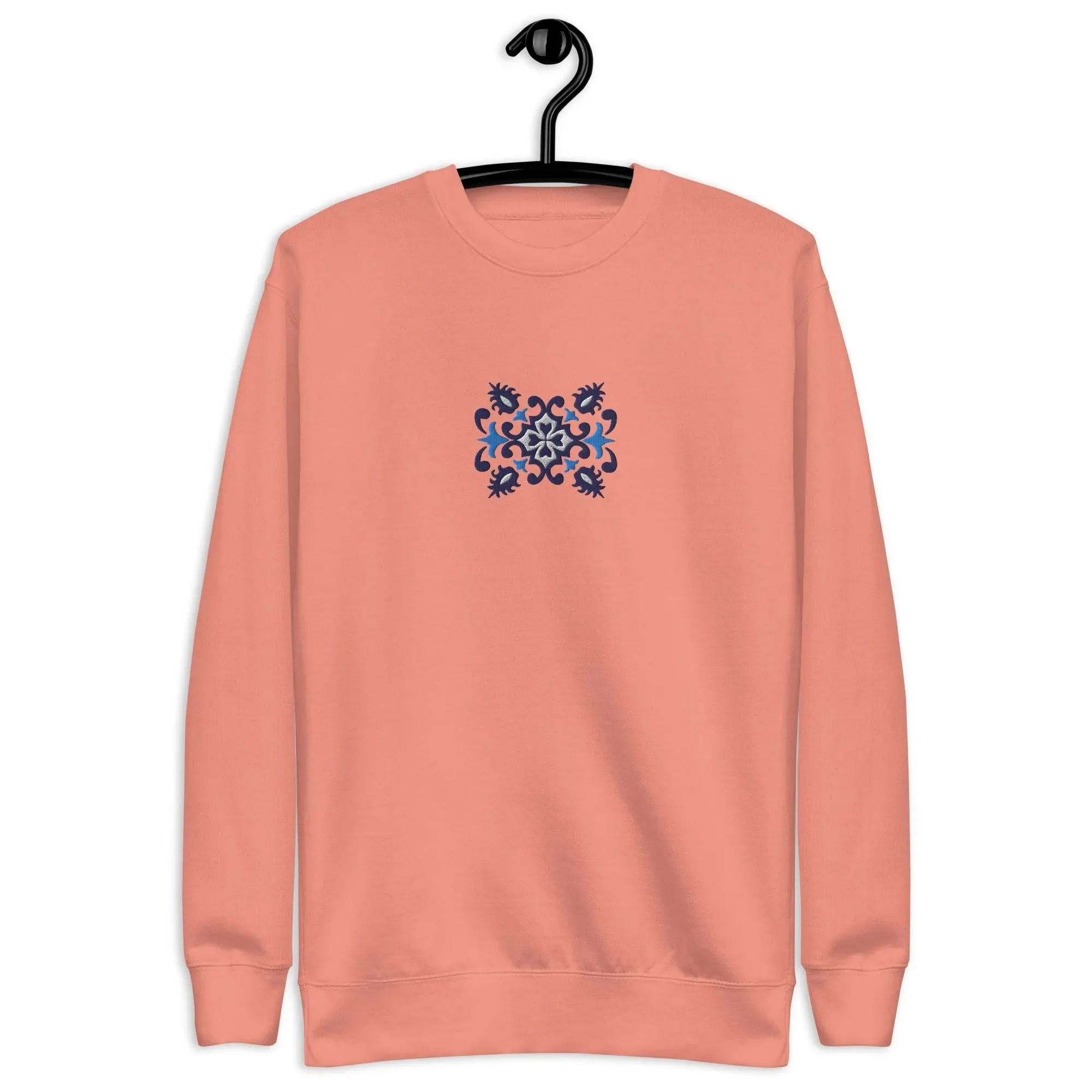 Portuguese Azulejo Tile Motif Embroidered Sweatshirt