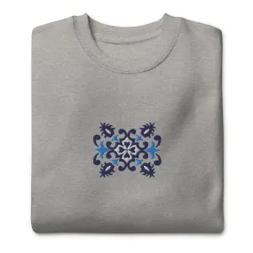 Portuguese Azulejo Tile Motif Embroidered Sweatshirt