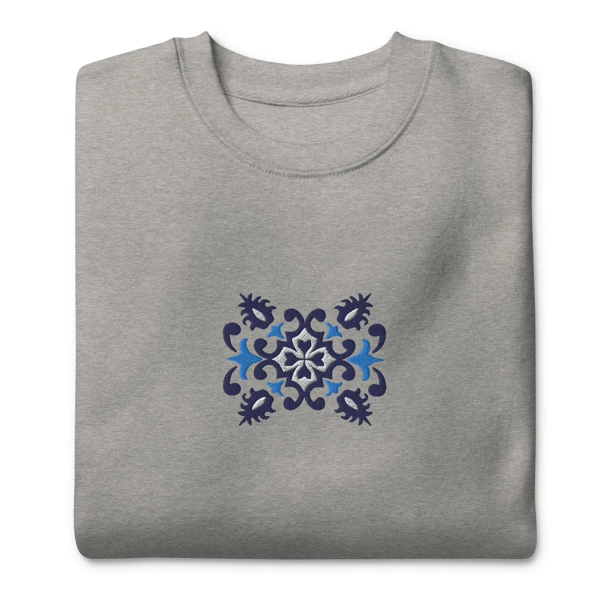 Portuguese Azulejo Tile Motif Embroidered Sweatshirt