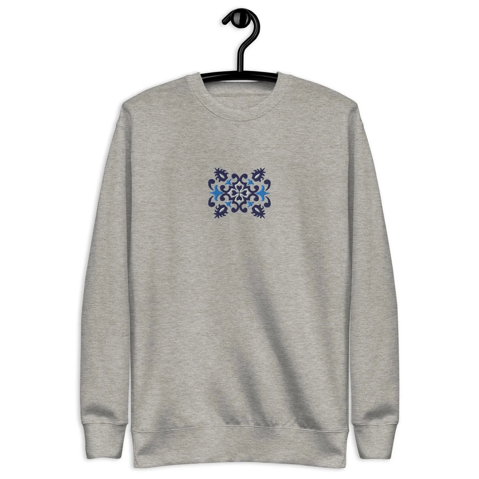 Portuguese Azulejo Tile Motif Embroidered Sweatshirt