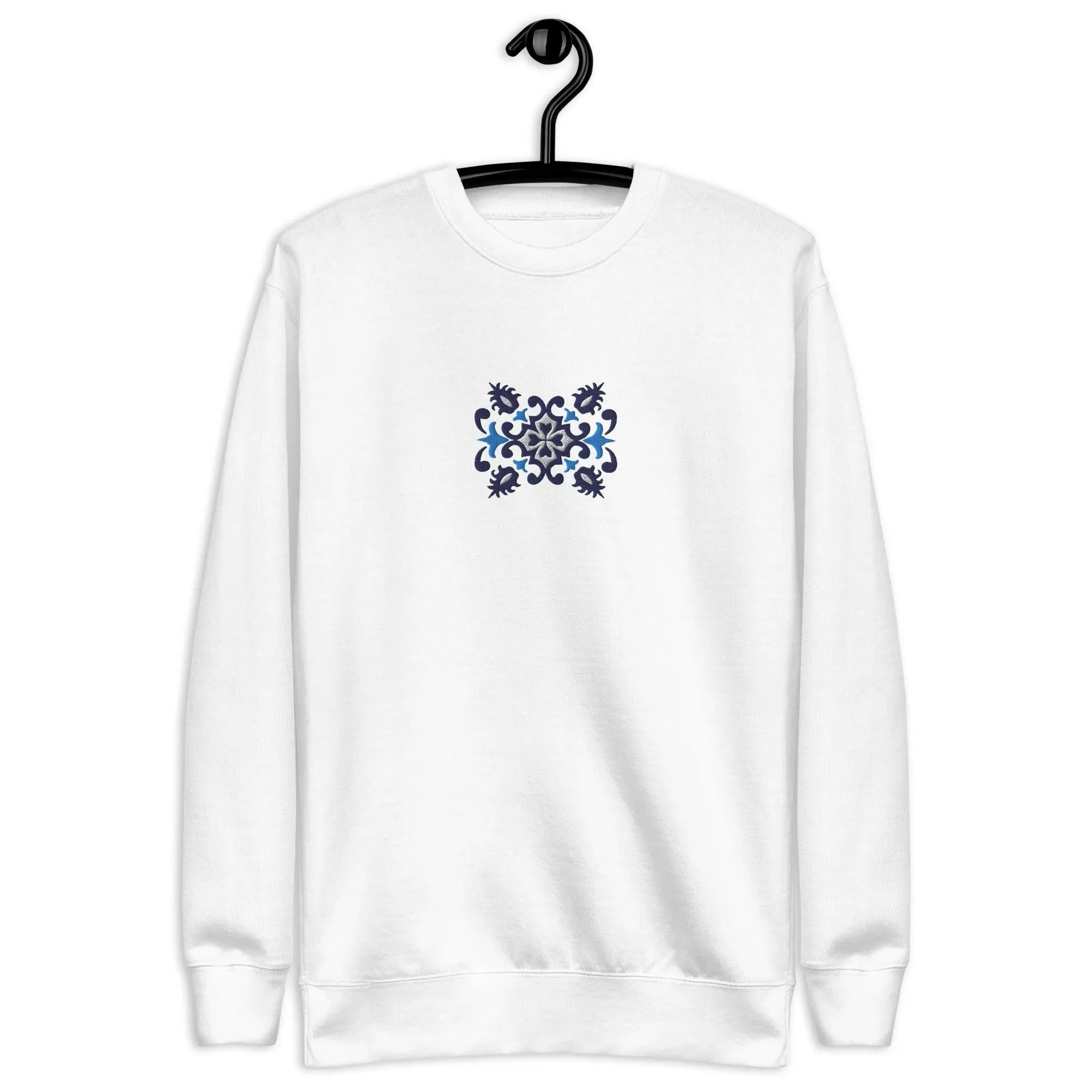 Portuguese Azulejo Tile Motif Embroidered Sweatshirt
