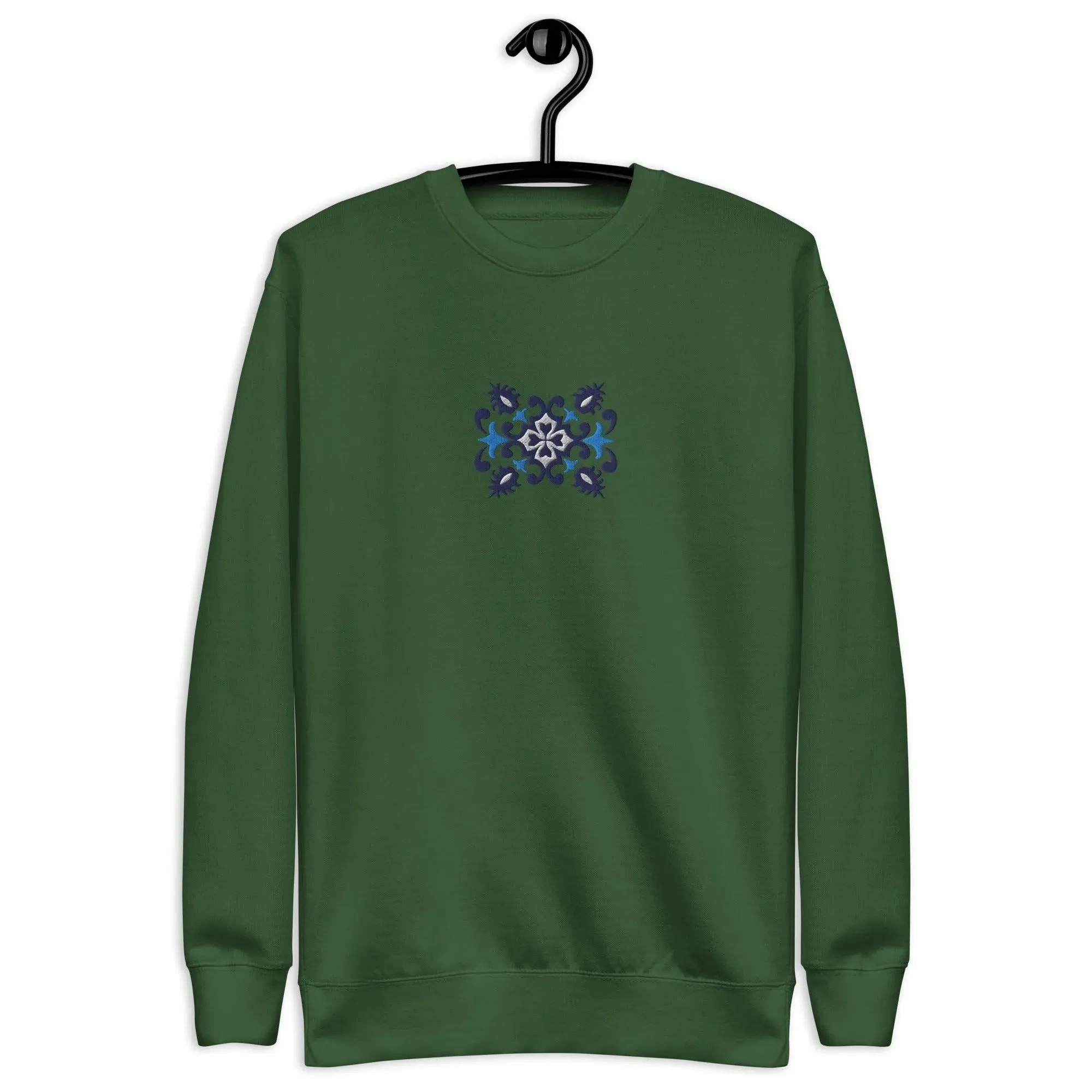Portuguese Azulejo Tile Motif Embroidered Sweatshirt