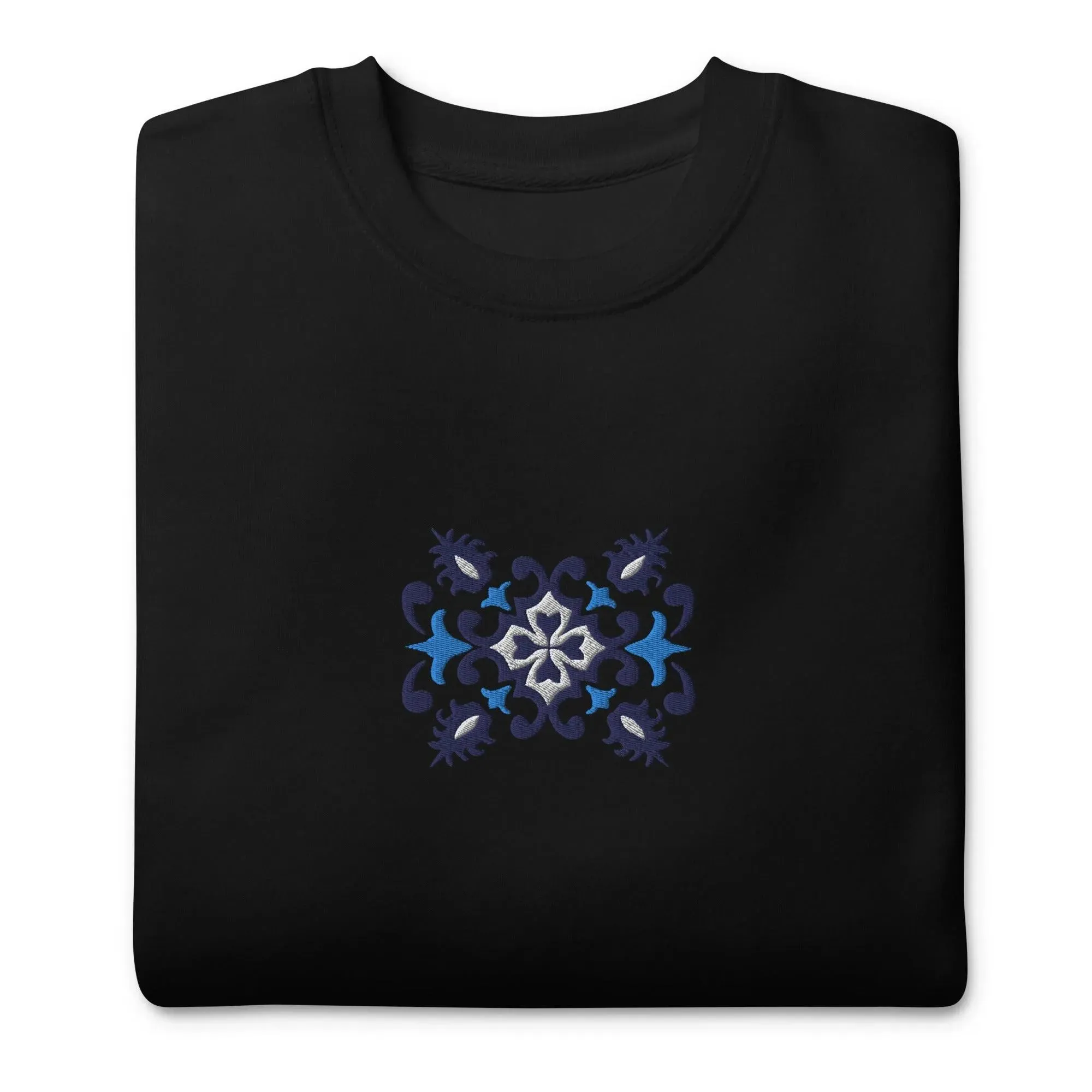 Portuguese Azulejo Tile Motif Embroidered Sweatshirt