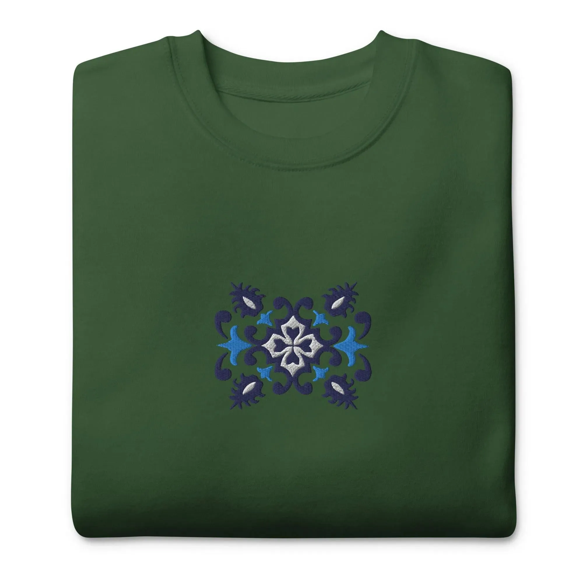 Portuguese Azulejo Tile Motif Embroidered Sweatshirt