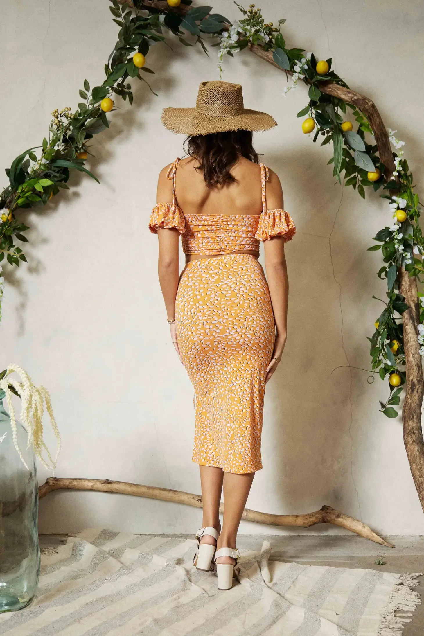 Printed Maxi Skirt With Shirring