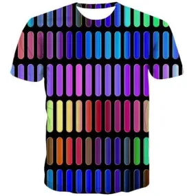 Psychedelic T shirts Men Colorful Shirt Print Harajuku T shirts Funny Gothic Tshirts Cool Abstract Tshirts Casual Short Sleeve